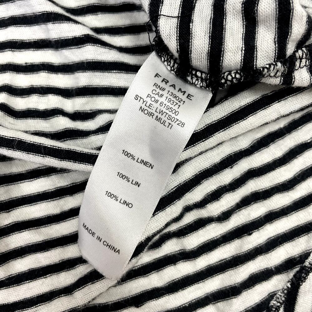 Frame Linen Classic Striped T-Shirt M Black White Crew Neck - Picture 11 of 15